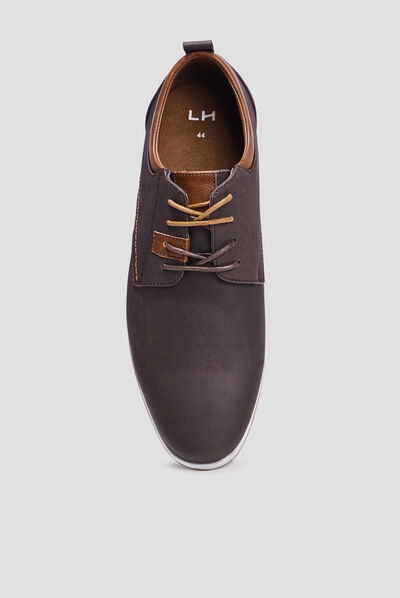 Derbies texturées à lacets marron homme