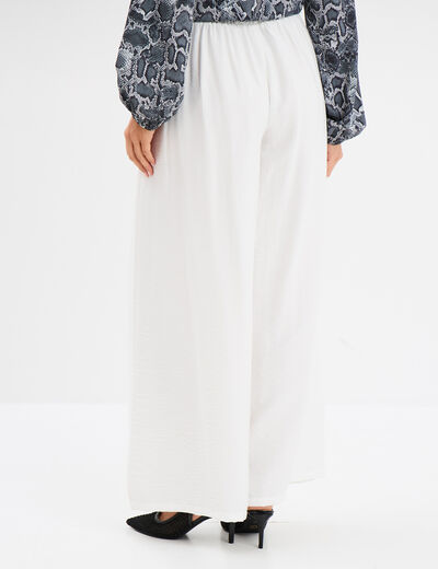 Pantalon large taille élastiquée blanc femme