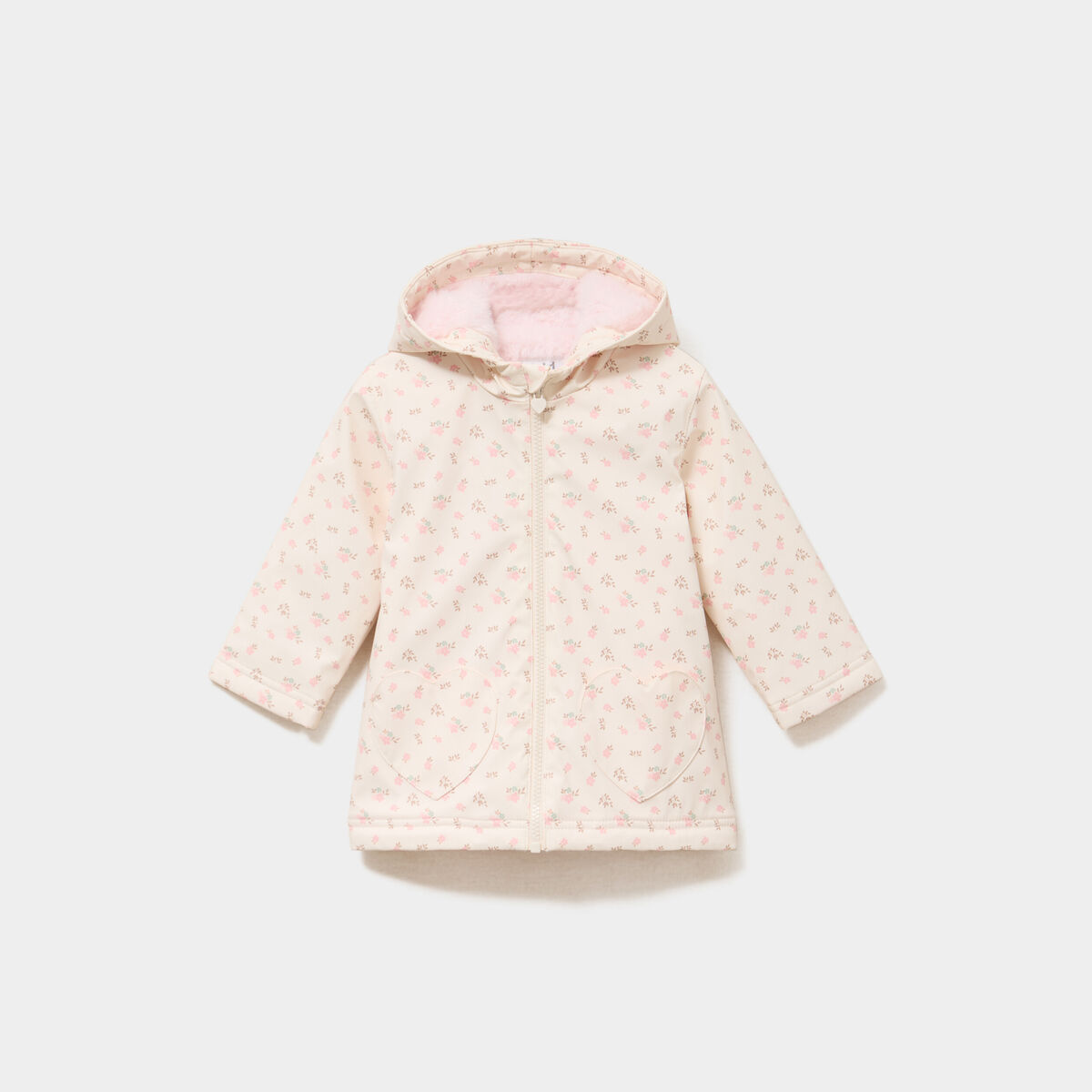 Parka imperm&eacute;able fourr&eacute;e &agrave; capuche bleu marine b&eacute;b&eacute; fille