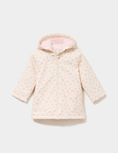 Parka imperm&eacute;able fourr&eacute;e &agrave; capuche bleu marine b&eacute;b&eacute; fille