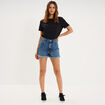 Short mom en jean 5 poches denim stone femme