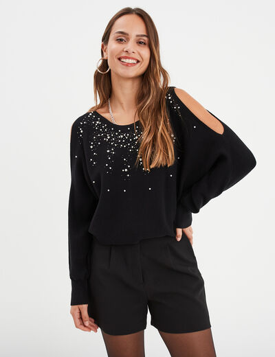 Pull manches chauves-souris Mosquitos noir femme