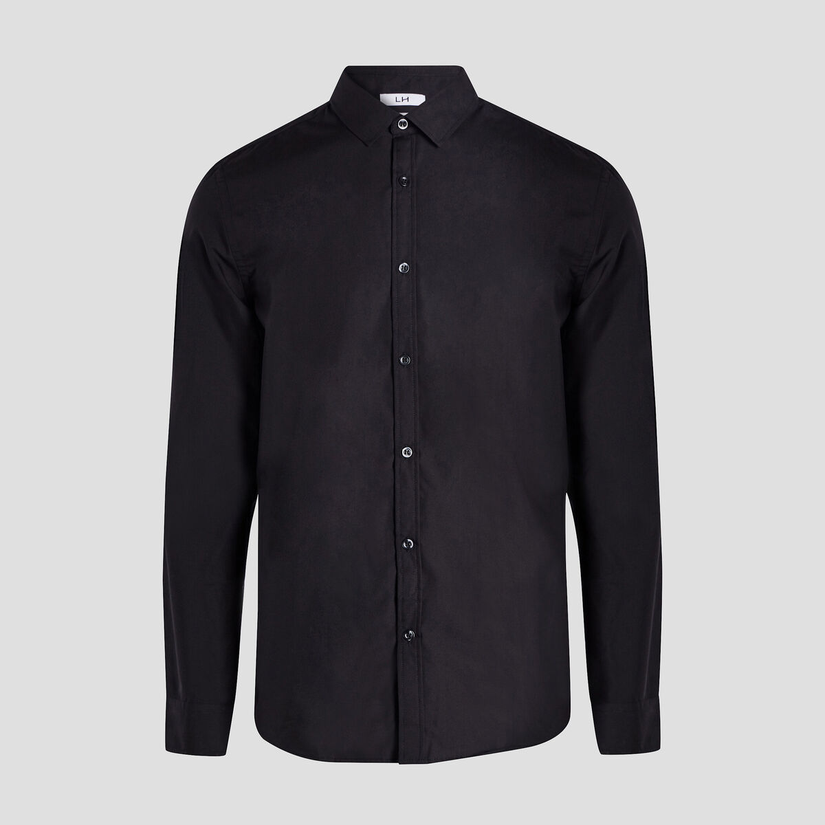 Chemise ajustée col italien noir homme