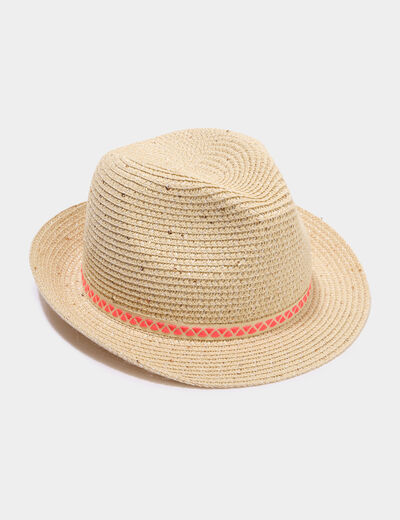 Chapeau de paille avec sequins sable fille