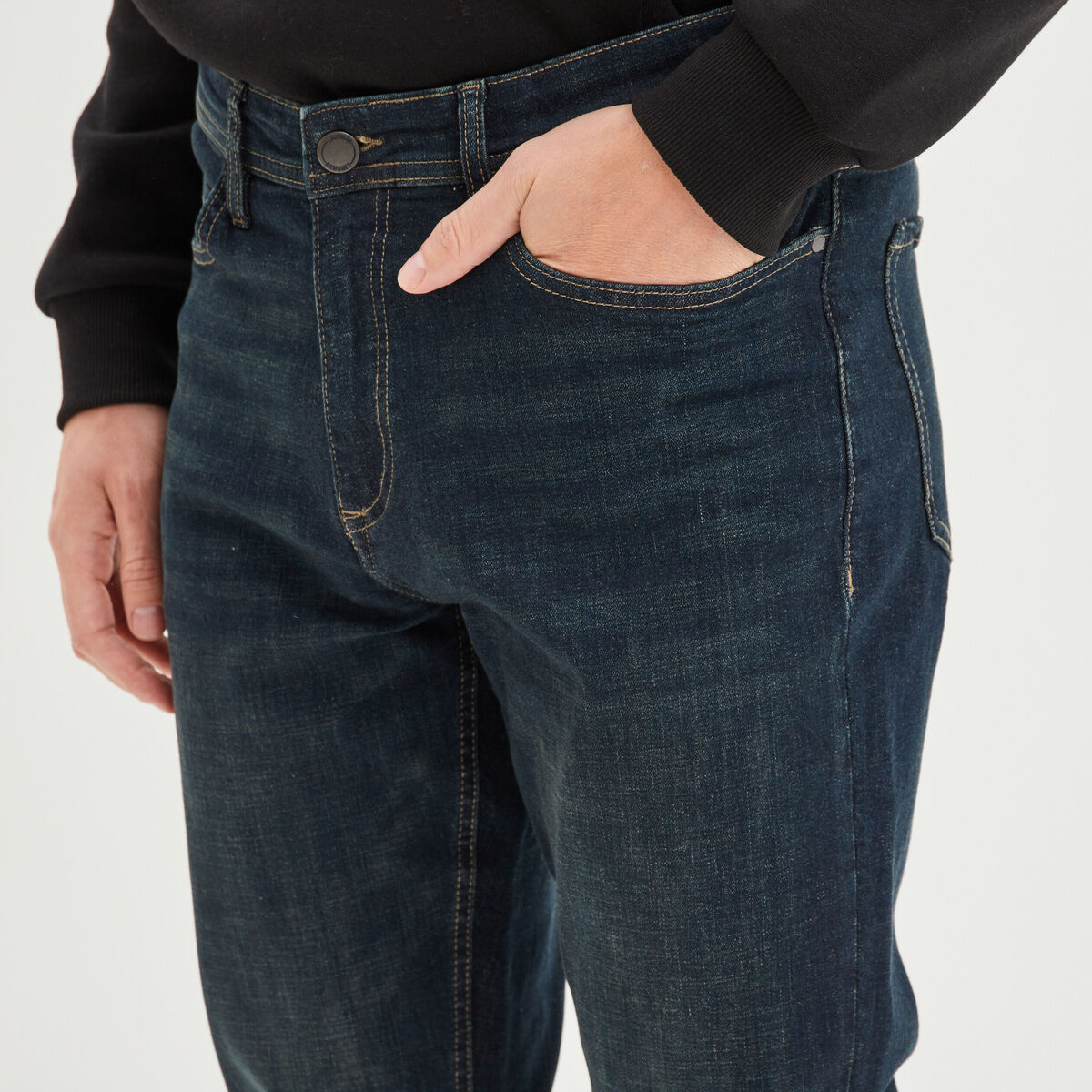 Jeans straight 5 poches Liberto denim brut homme