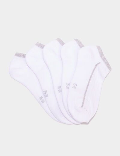 Lot 5 paires chaussettes blanc femme