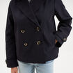Trench court double boutonnage bleu fonc&eacute; femme