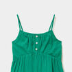 Robe longue &agrave; volants et bretelles coton vert canard fille