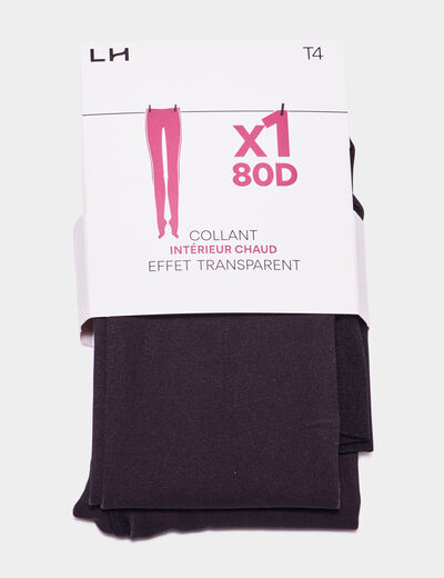 Collant polaire effet transparent 80D noir femme