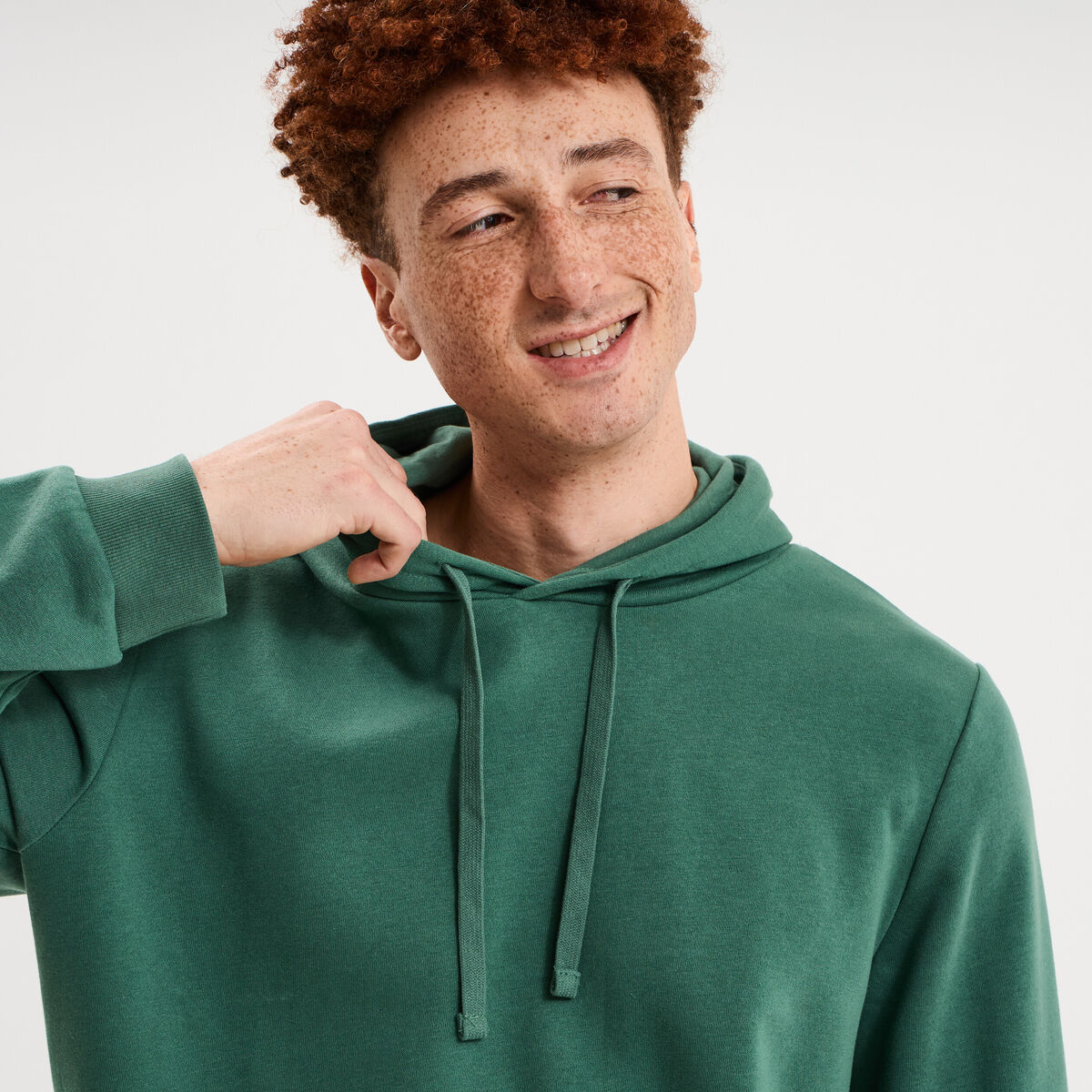 Sweat molleton &agrave; capuche hoodie vert menthe homme
