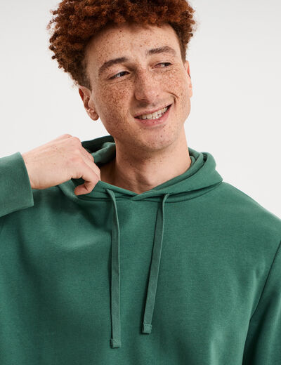 Sweat molleton &agrave; capuche hoodie vert menthe homme