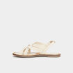 Sandales plates brides crois&eacute;es en cuir blanc femme