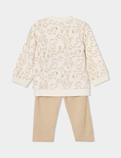 Ensemble 2 pièces sweat pantalon jogging ecru bébé garçon