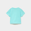 T-shirt nou&eacute; col rond coton Stitch bleu turquoise fille