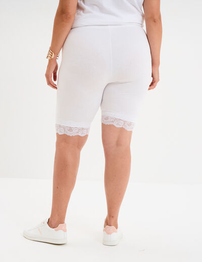 Legging court cycliste à dentelle blanc femme grande taille