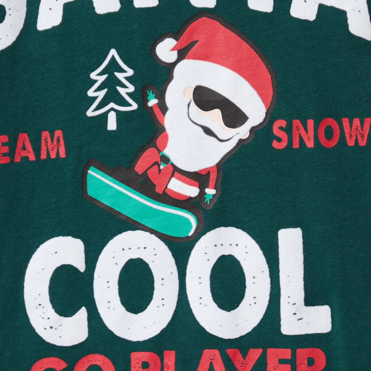 T-shirt de No&euml;l manches longues coton vert fonc&eacute; gar&ccedil;on