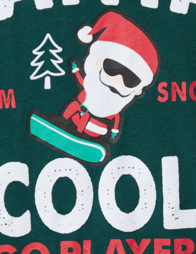 T-shirt de No&euml;l manches longues coton vert fonc&eacute; gar&ccedil;on
