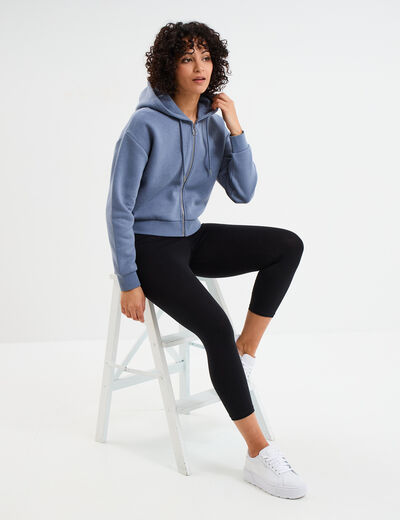 Legging 7/8 &egrave;me taille &eacute;lastiqu&eacute;e noir femme
