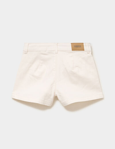 Short droit poches plaqu&eacute;es stretch creme fille