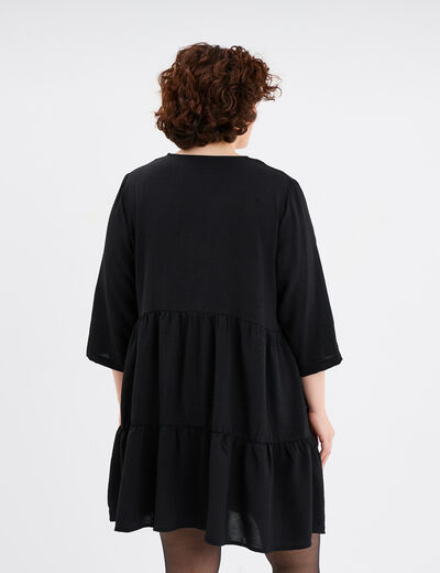 Robe fluide col en V noeud noir femme grande taille