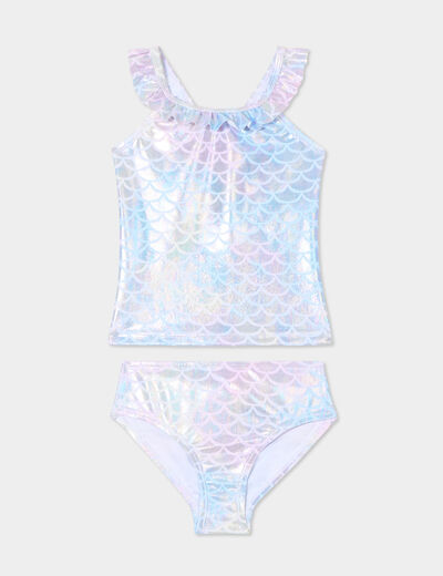Maillot de bain 2 pièces holographique vert bébé fille