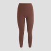 Legging taille haute côtelé marron clair femme