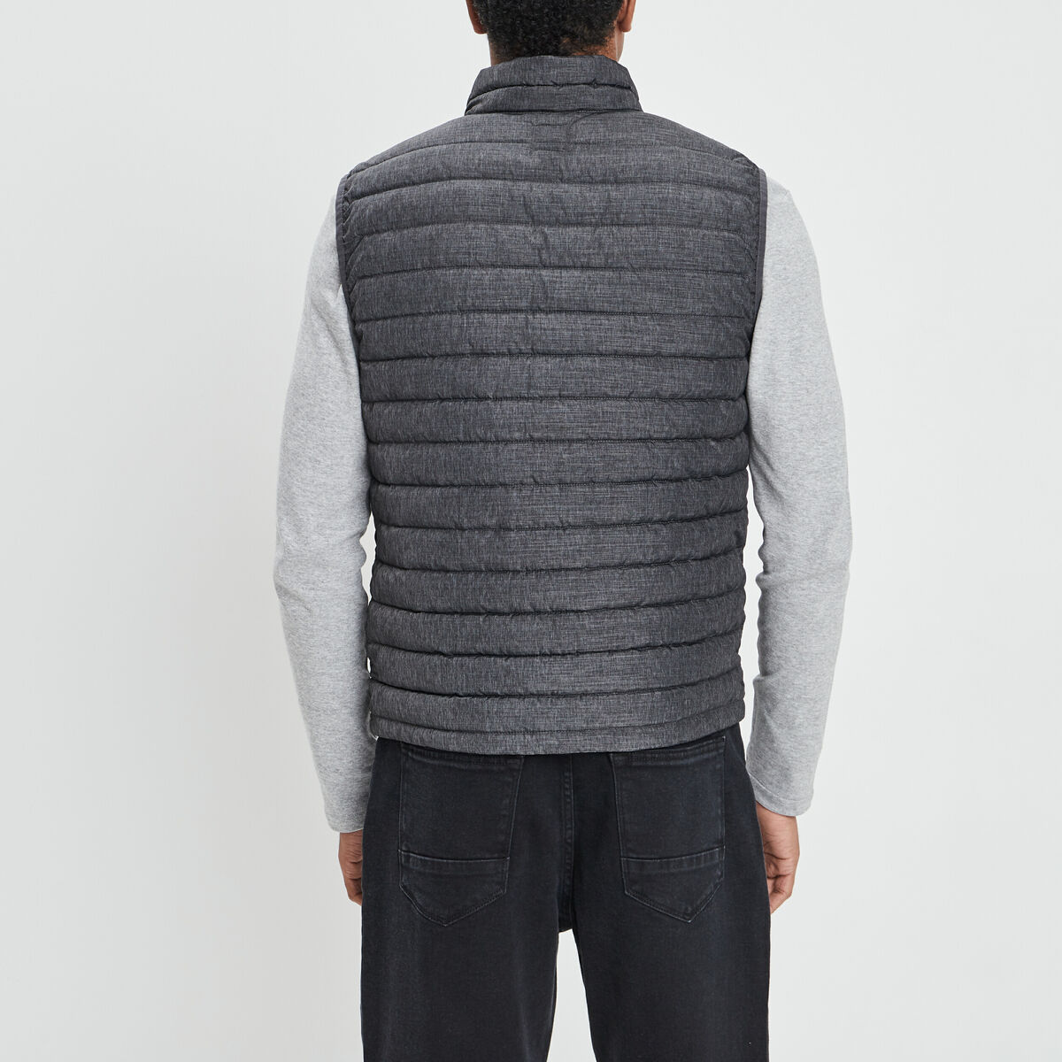 Doudoune légère droite sans manches gris homme
