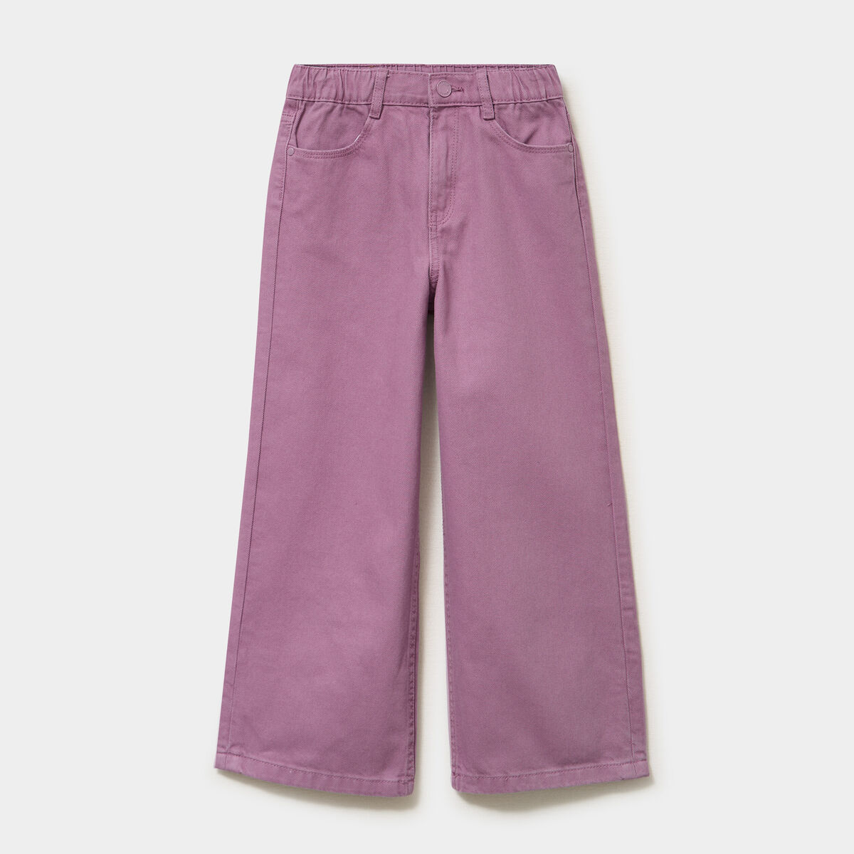 Pantalon large taille &eacute;lastiqu&eacute;e coton violet fille
