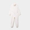 Combinaison polaire zipp&eacute;e &agrave; capuche blanc femme
