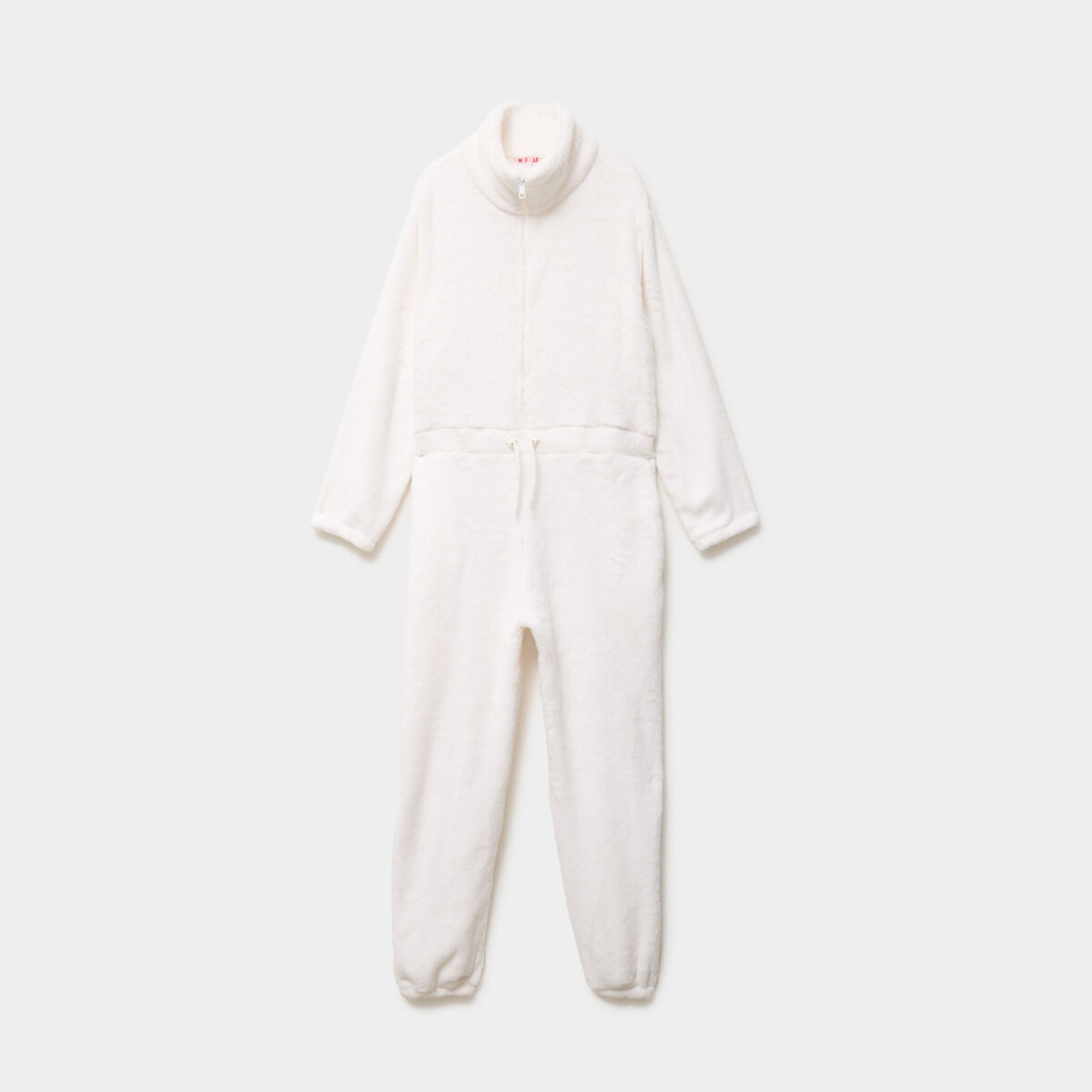 Combinaison polaire zipp&eacute;e &agrave; capuche blanc femme