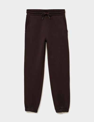 Pantalon de jogging molletonn&eacute; marron fonc&eacute; femme