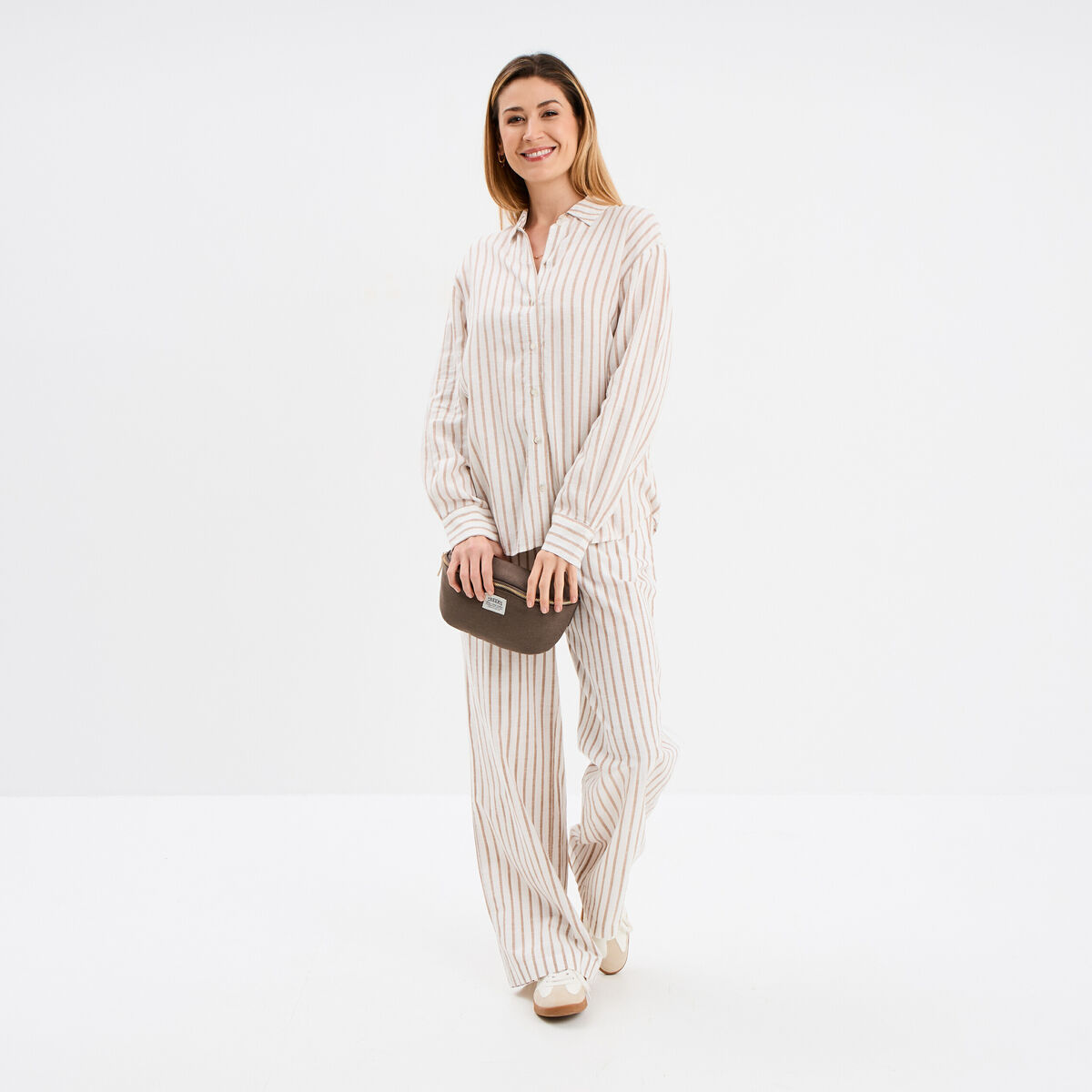 Chemise oversize lin mélangé blanc femme