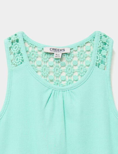 D&eacute;bardeur c&ocirc;tel&eacute; dos macram&eacute; vert clair fille
