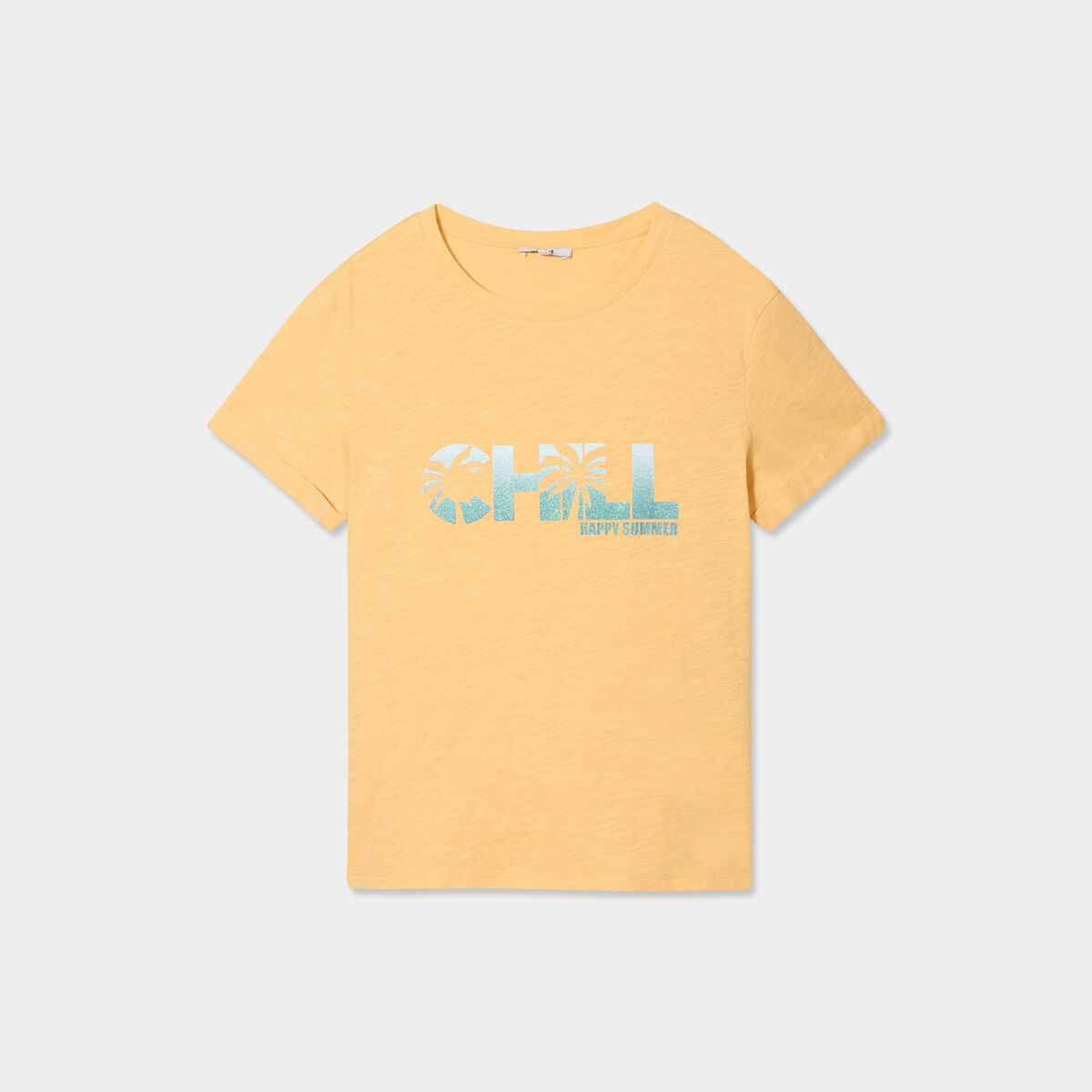 T-shirt manches courtes coton jaune femme