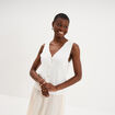 Gilet sans manches col en V blanc femme