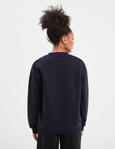 Sweat col rond manches longues Creeks bleu foncé femme