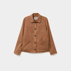 Surchemise boutonnée effet suédine marron clair femme