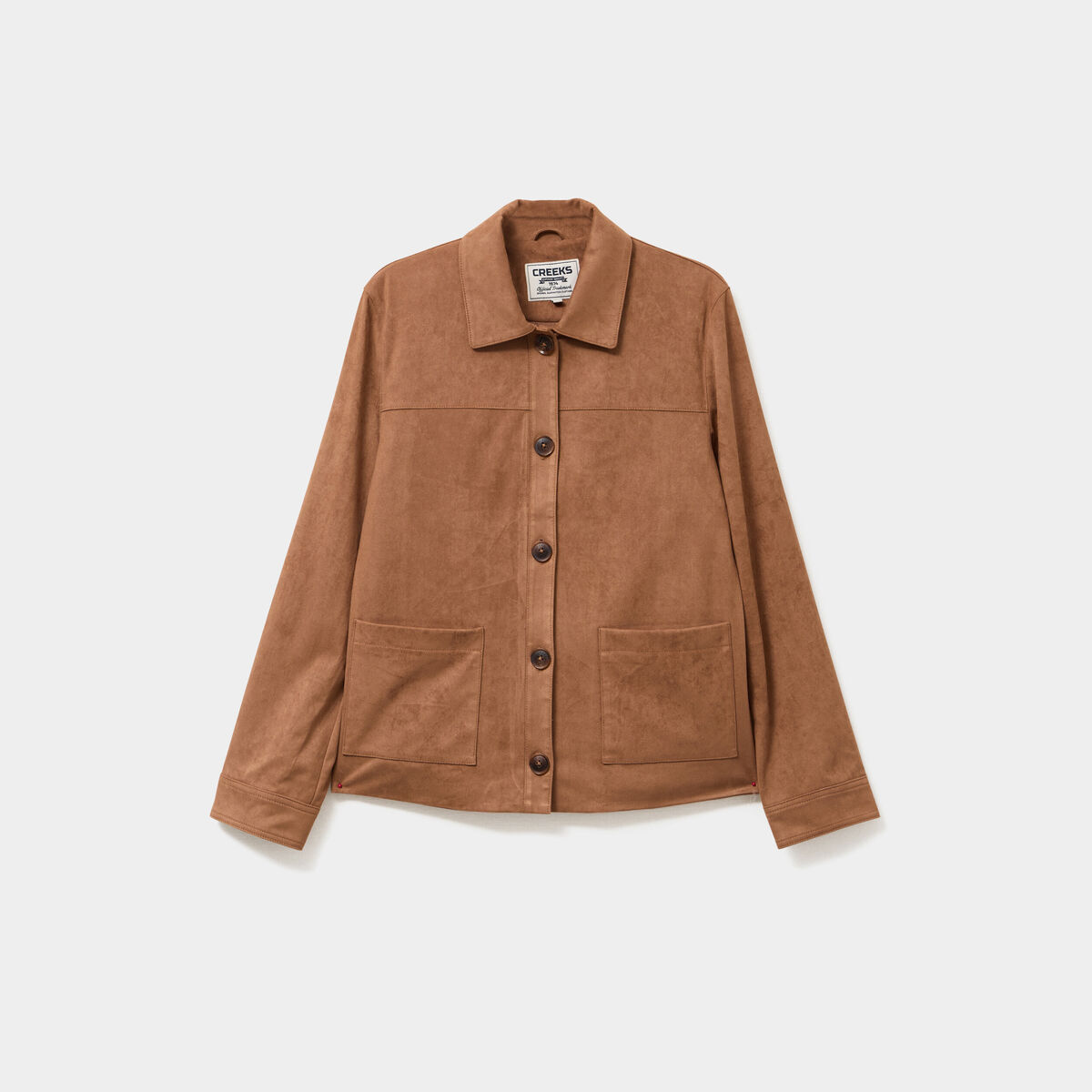 Surchemise boutonnée effet suédine marron clair femme