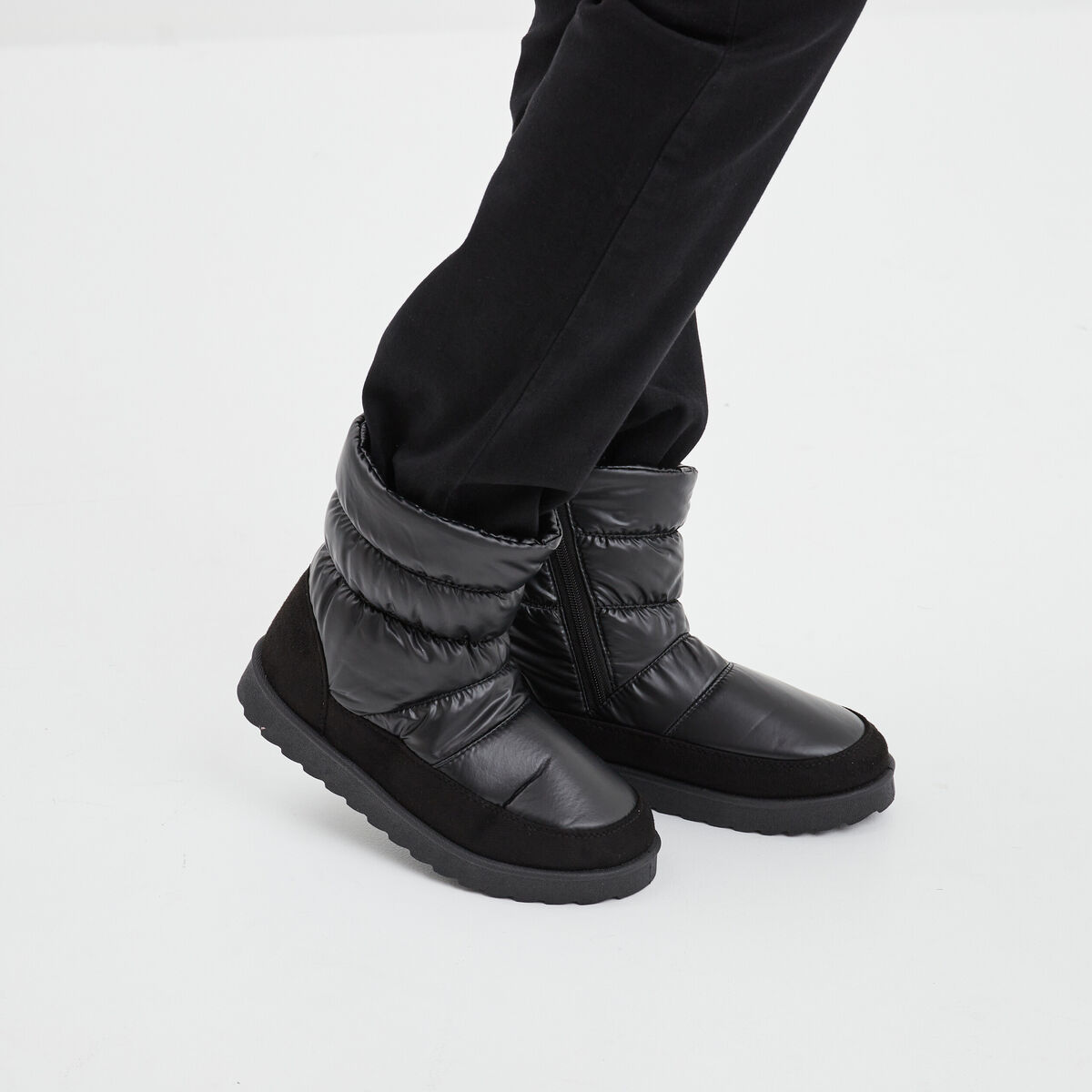 Bottines matelassées doublées noir femme