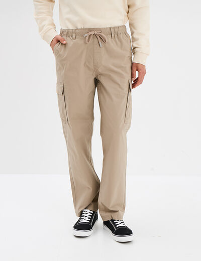 Pantalon cargo slim coton taupe homme