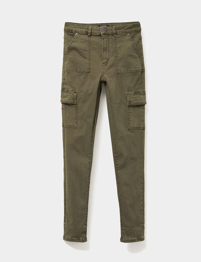 Pantalon cargo skinny 7/8ème Liberto vert kaki femme