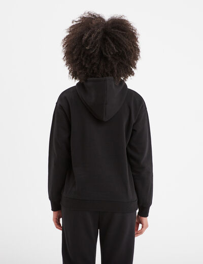 Sweat hoodie molleton à capuche noir femme