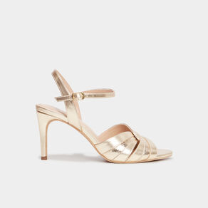Sandales à talons métallisées jaune or femme