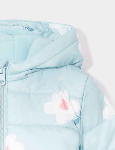 Doudoune oversize zippée à capuche bleu gris bébé fille