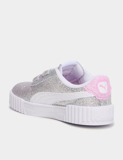 Baskets &agrave; scratchs et paillettes Puma gris argent fille