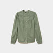 Blouse droite manches longues coton vert kaki femme
