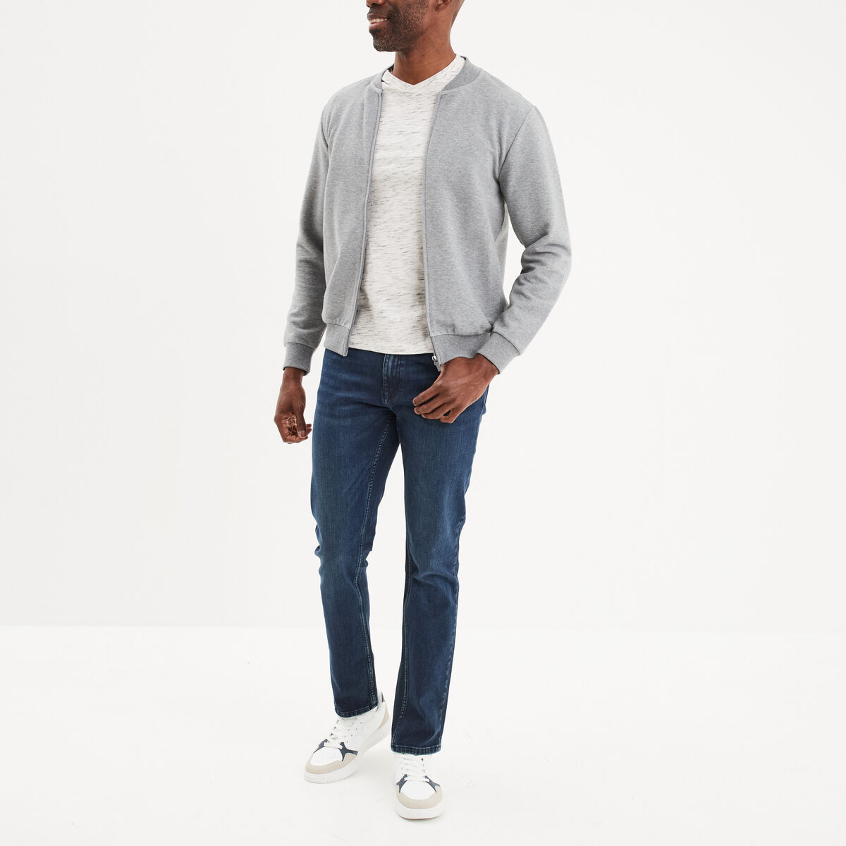 T-shirt droit col en V Liberto blanc homme