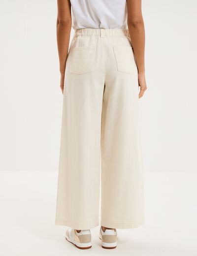 Jean extra large taille haute coton ecru femme