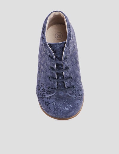 Bottillons à lacets en cuir bleu marine bébé fille