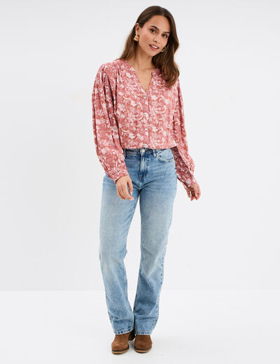 Blouse oversize manches longues Creeks vieux rose femme